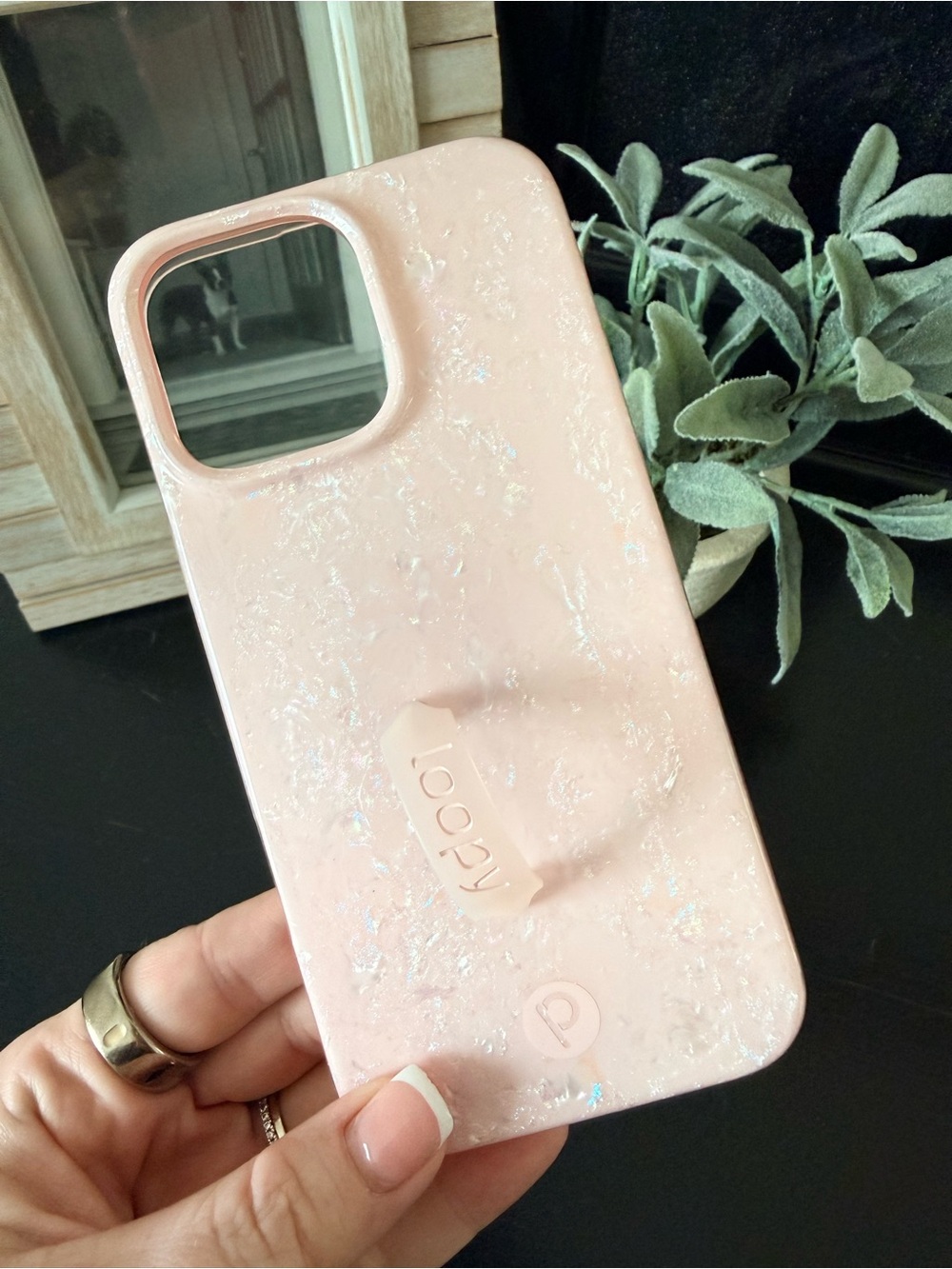 Loopy iPhone Case – Pink Iridescent / Pearl | Like New